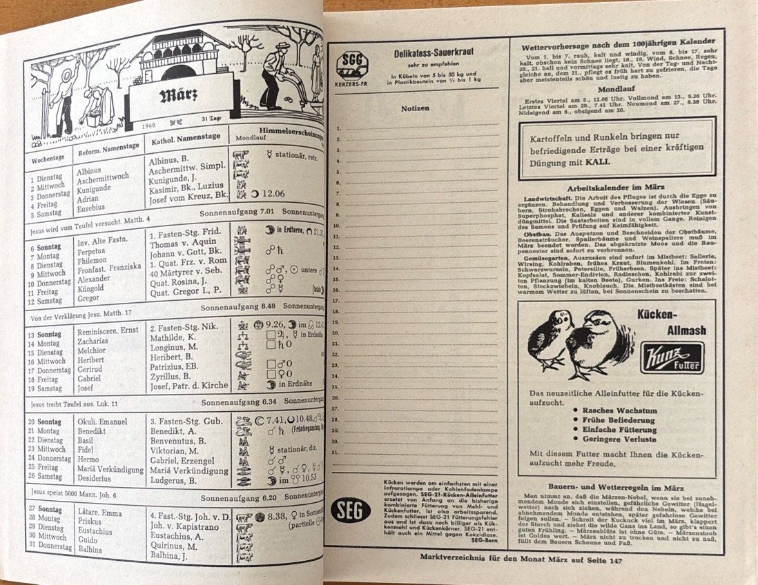 Libri: Feierabend Kalender 1960 – Usato da Sarnen venduto da Livres 1
