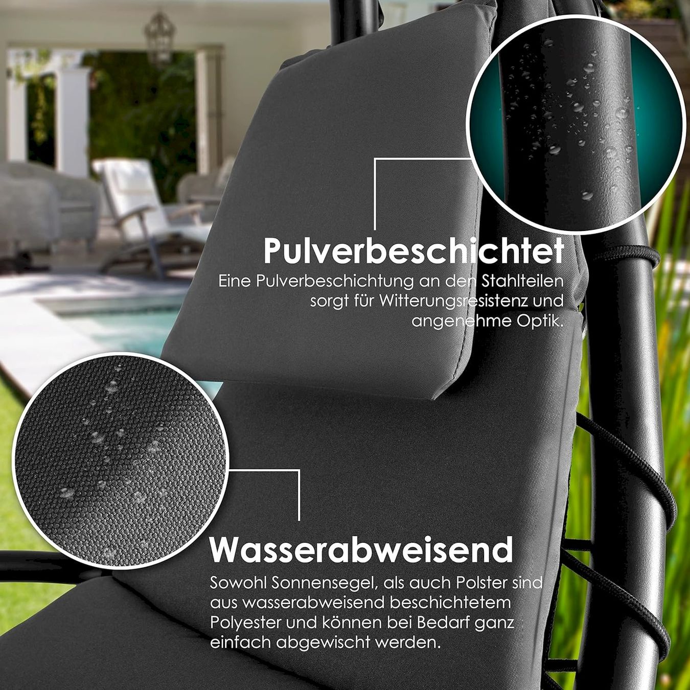 Liegen & Liegestühle: Schwebeliege mit Sonnenschirm anthrazit – Neu und originalverpackt aus Bottighofen von zaap 5