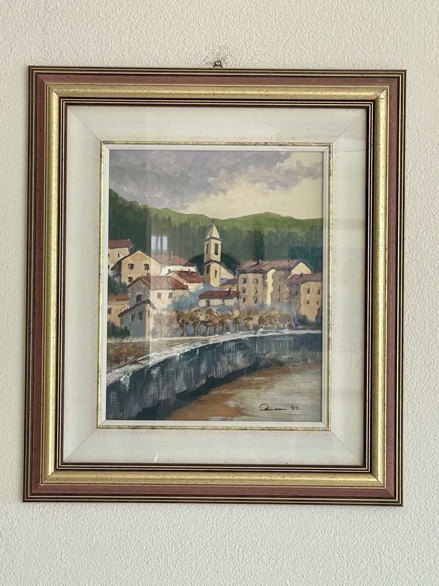 Gemälde: Wunderschönes Ölgemälde Il Borgo (1999)  – Gebraucht aus Richterswil von Prangins9