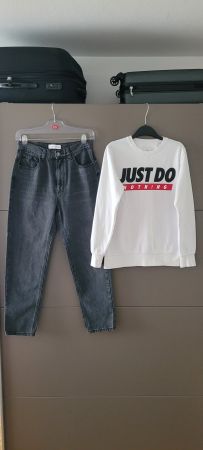Jean Pull&Bear & Sweat FISHBONE  femme  36/coton