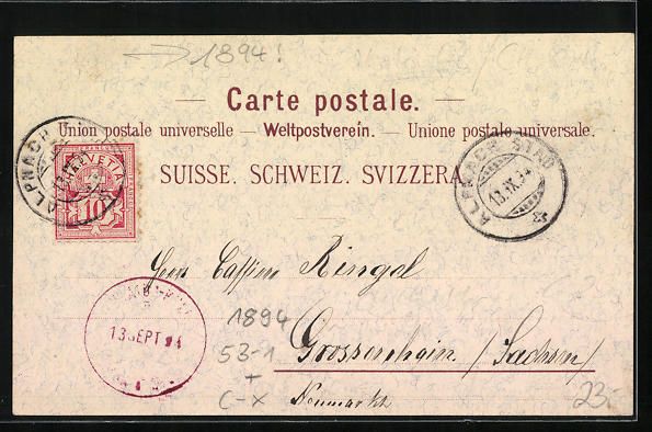 Cartoline postali: Vorläufer-Lithographie Pilatus, 1894, H – Usato da Berlin venduto da bartko-reher 1