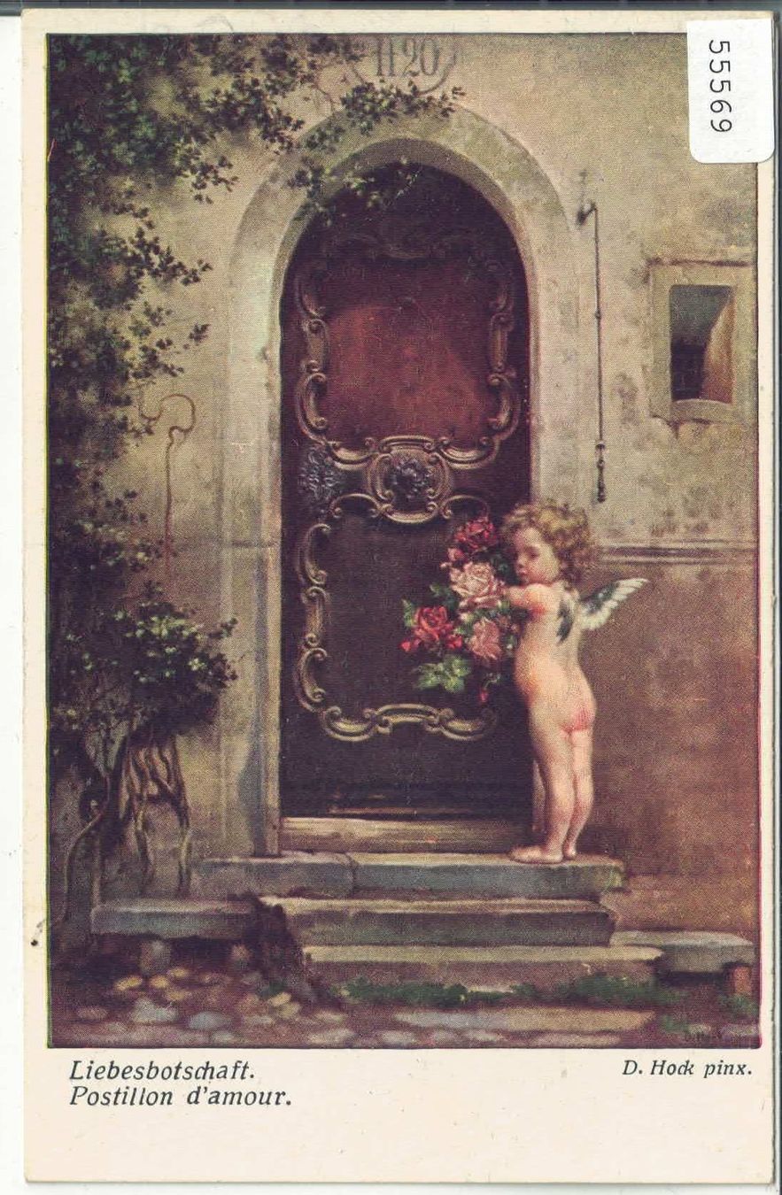 Cartoline postali: D. Hock - Liebesbotschaft - Postillon d'amour – Usato da Ettingen venduto da Kartenplanet