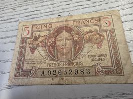 Banknote 5 Francs Tresor Francais bespielter Zustand