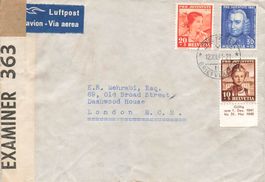 Bern (BE) Pro Juventute 1941 Zensur Luftpost London