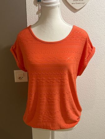 Damen kurzarm Shirt pink /orange Gr. XS  mit Gummizug