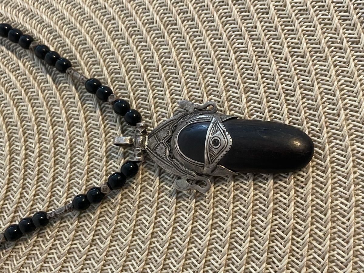 Catenine: Art deco ancien argent et bois pierre  noir  – Usato da Worben venduto da benit.drn 3