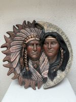 Wandschmuck Indianer Paar in Sonne und Mond Optik braun