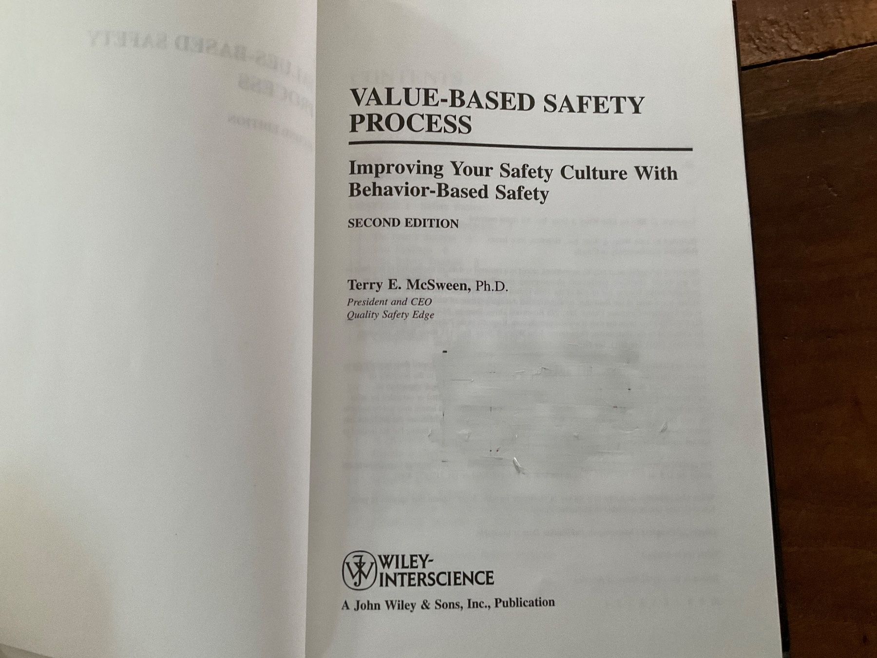 Libri: The Values-Based Safety Process Terry McSween – Usato da Avenches venduto da Lactobacille 7