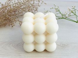 Trendige Bubble Kerze in Beige - neu & unbenutzt, handmade