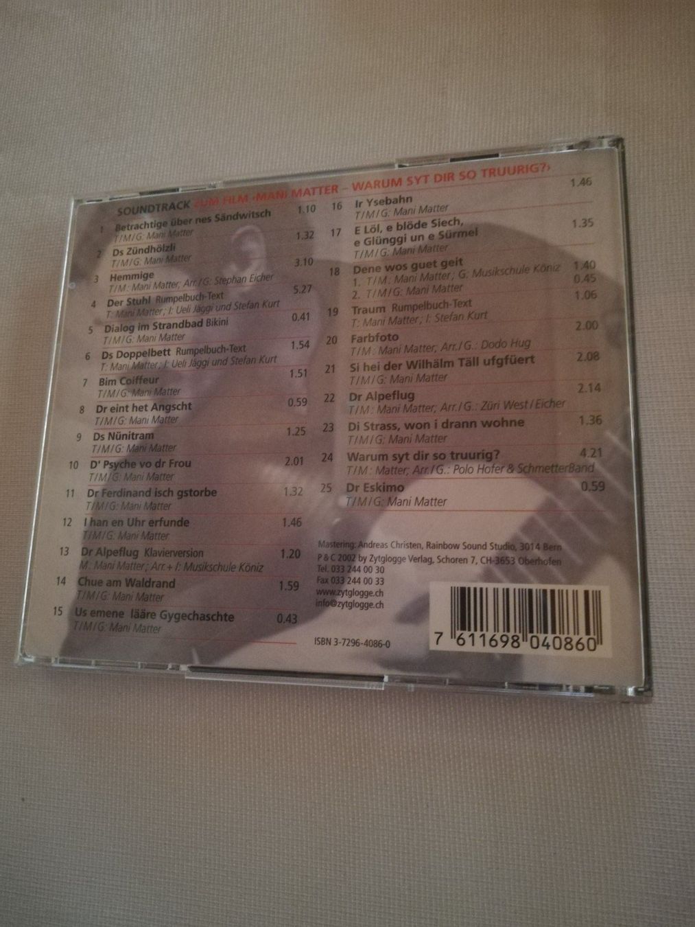 CD: MANI MATTER - WARUM SYT DIR SO TRUURIG? – Usato da Bern venduto da Vinylsound.ch 1