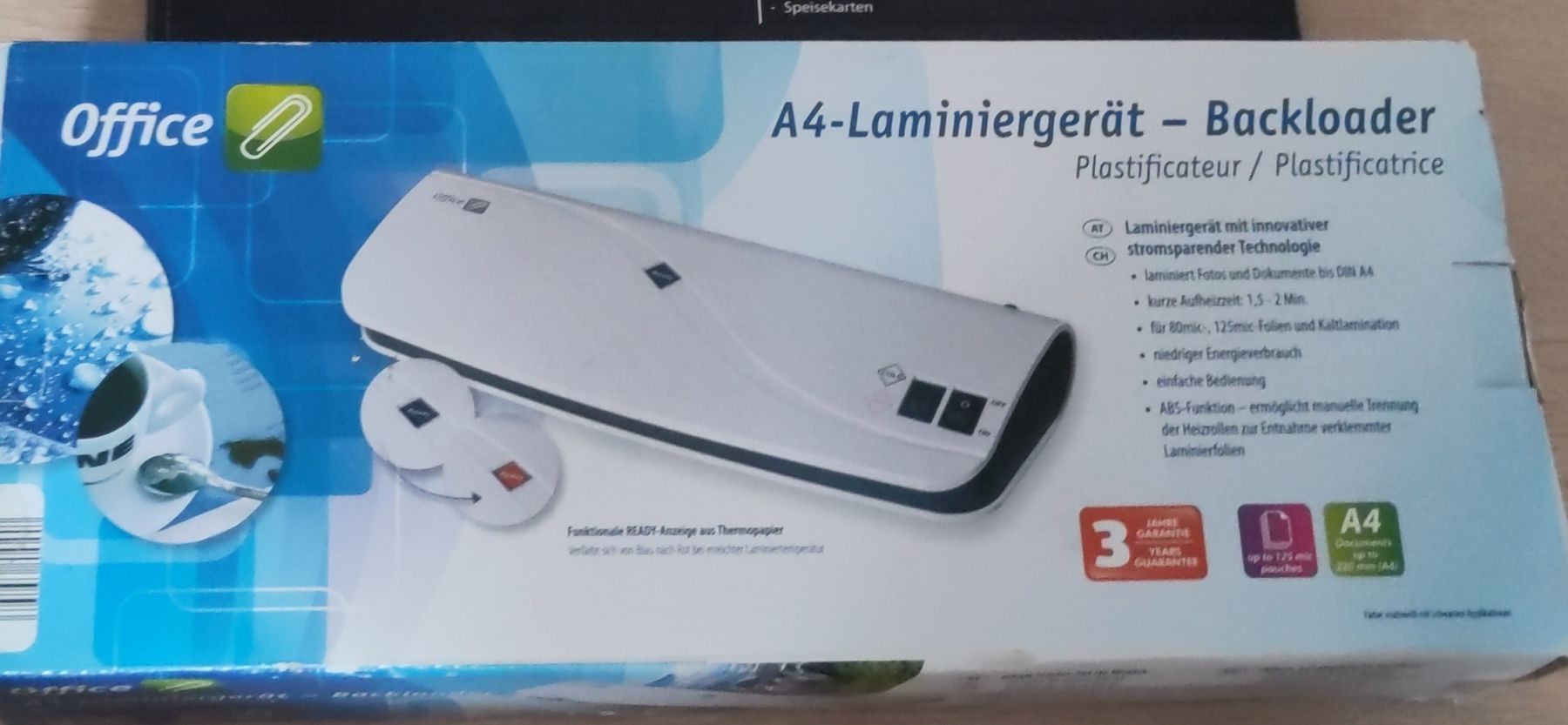 Laminiergeräte: Office A4 Laminiergerät Backloader inkl. Folien – Gebraucht aus Zürich von her_yqt7