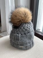 Stöhr Wollmütze mit Echtpelzbommel grau