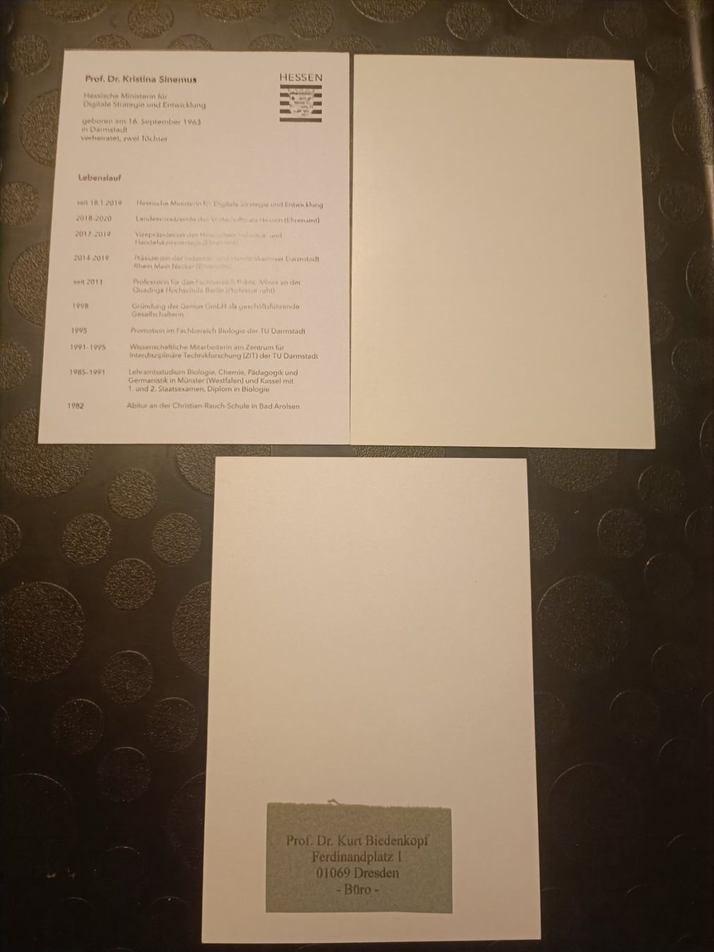 Autographes: Politik DE - handsignierte Autogrammkarten Set – D'occasion à Menziken par Artographs 1