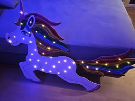 Einhorn Wandbild / Unicorn Deko mit Licht.