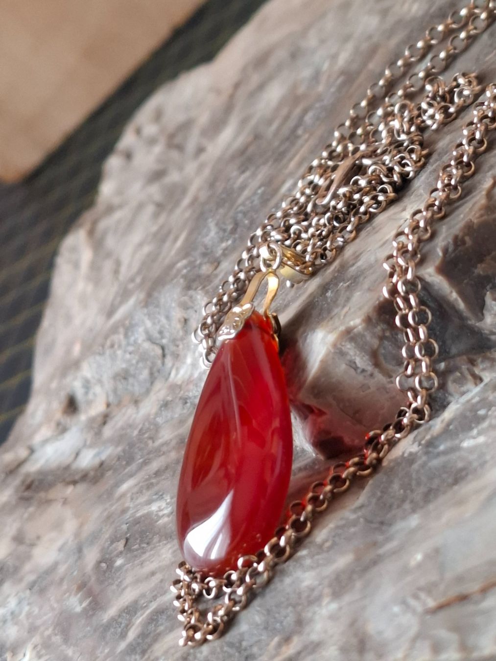 Catenine: Kette Silber 925  mit Anhänger Karneol 80cm – Usato da Zwieselberg venduto da Halifaxmendusli 2