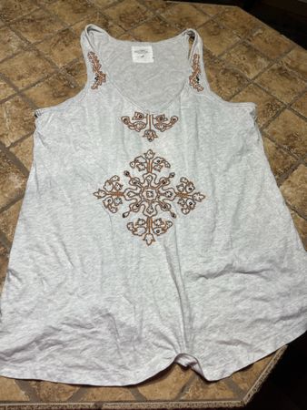 Canotta lunga di cotone grigia H&M con ricamo Tg M/L