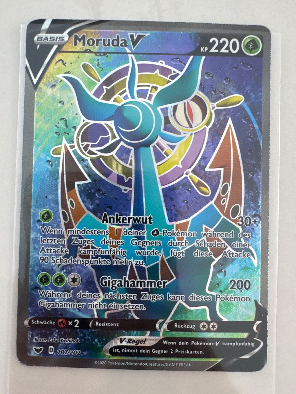 Pokémon Sammelbilder & Trading cards: Moruda V SSH187 DE - Schwert & Schild Deutsch – Gebraucht aus Wil SG von Prof.Eich