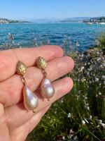 Barock Perlen Ohrringe Silber Vergoldet