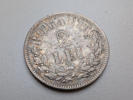 🇷🇴 2 Lei 1875 Carol I KM#8 Silber .835 VF+