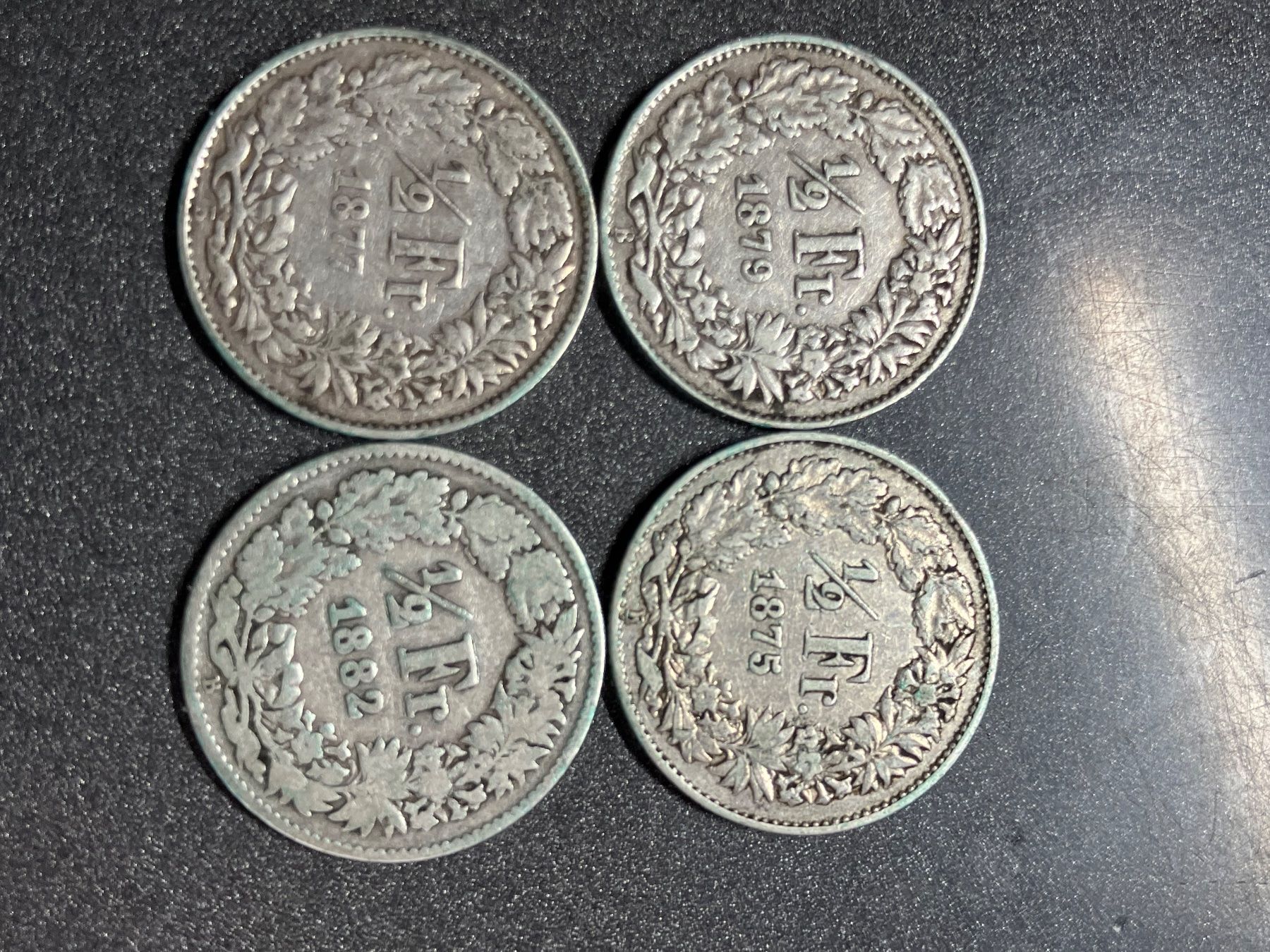 Tutti le monete: 4  x 50 Rappen  1875 - 1882 – Usato da untervaz venduto da Wingert