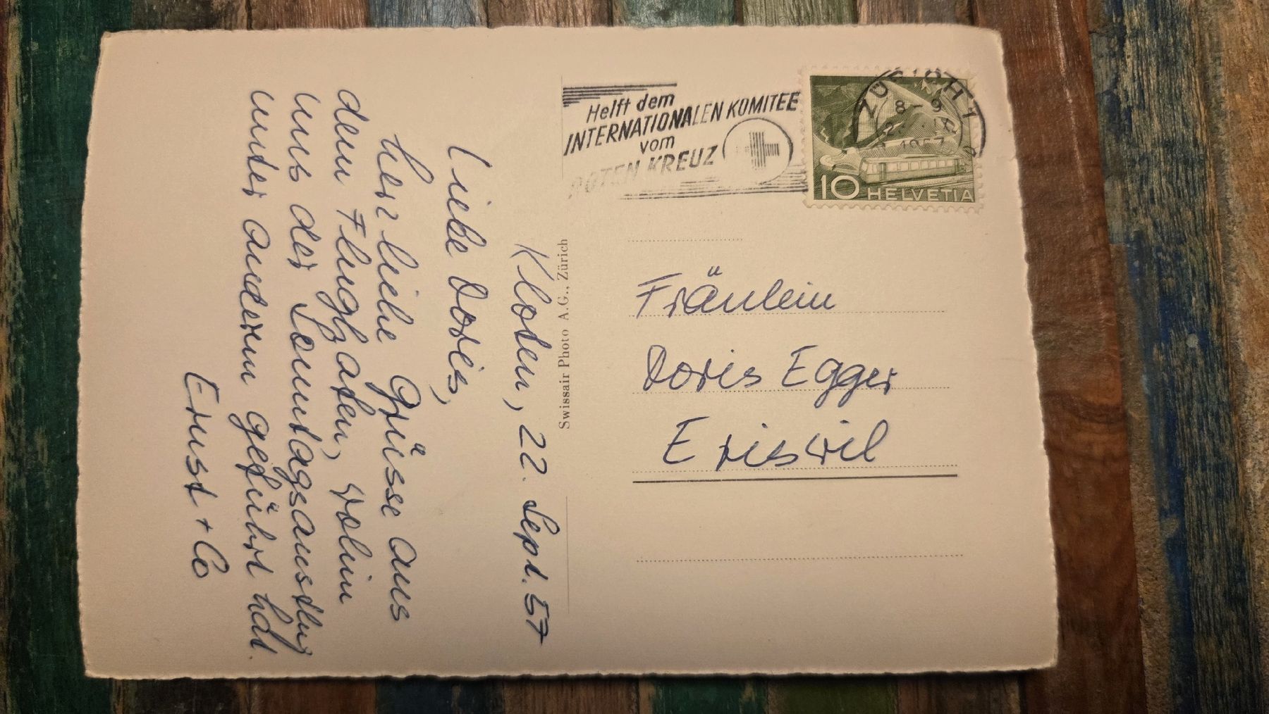 Cartoline postali: 1957 Ansichtskarte Super-Constellation der KLM – Usato da Arni AG venduto da Moth68 1