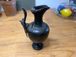 Antike Bronze Kanne Vase Vogel Motiv Japan Meiji Zeit