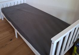 Bettgestell weiss Holz Einzelbett inkl. Matratze