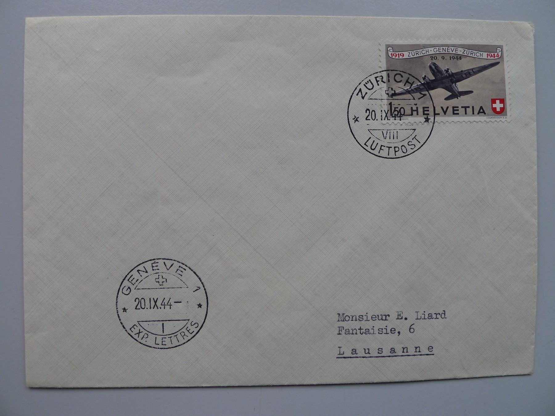 Tutti i francobolli: 1944, Flugbrief Nr.6 – Usato da Sursee venduto da Luzernerraute