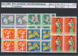 1962 Pro Juventute, Viererblockjahrgang, ** postfrisch