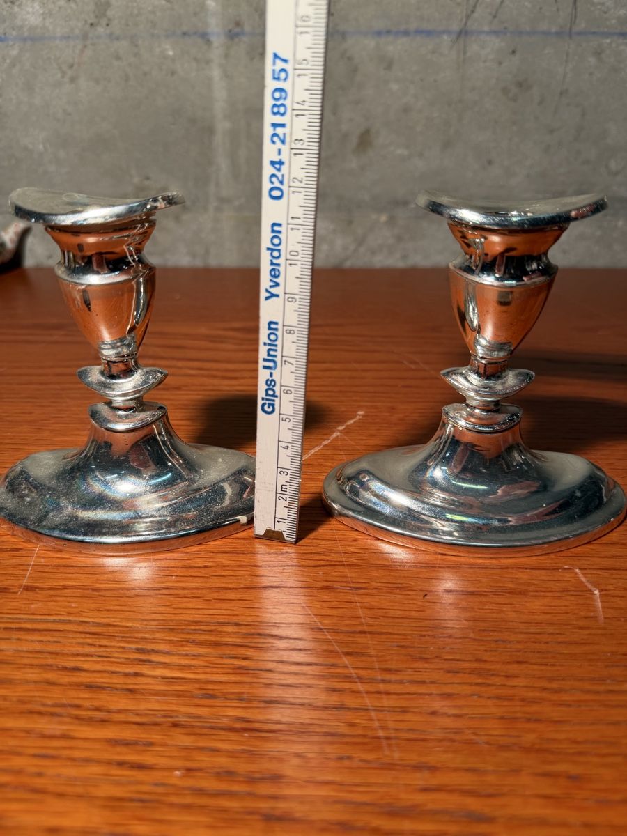 Portacandele: Vintage Silver Plated Candlestick Holders mid century – Usato da Lausanne venduto da vas_mbk2 5