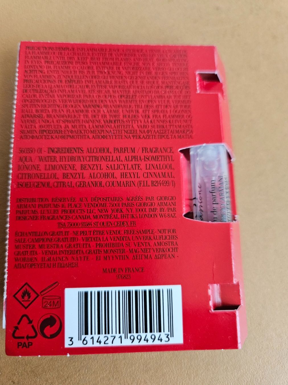 Armani Profumi & Eau de Toilette: GIORGIO ARMANI - Si passione - EAU DE PARFUM - 1.2 ML – Nuovo e nell'imballaggio originale da Aesch BL venduto da Chrutli1 1