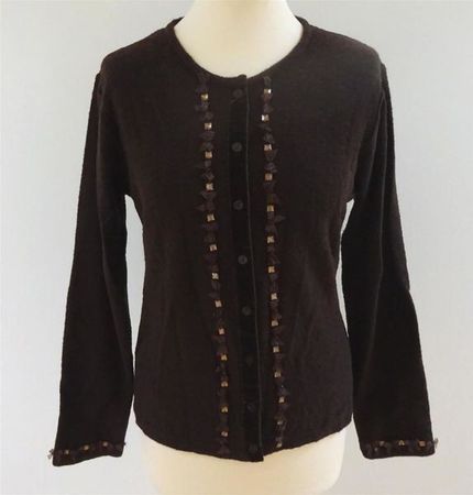 Avantgarde - Strickjacke mit Perlen - braun - Grösse 40