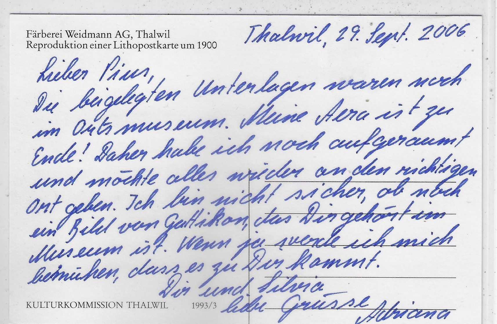 Cartoline postali: Färberei Weidmann AG - Thalwil - Repro – Usato da Ettingen venduto da Kartenplanet 1