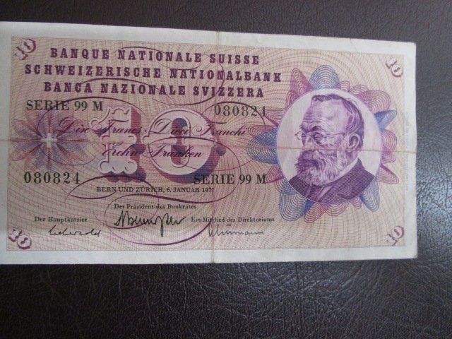 Banconote: 10er Banknote  Serie 99 M - 6. Januar 1977 – Usato da Luzern venduto da Horoskop1