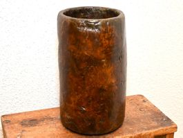 ANTIKE handgeschnitzte HOLZ Vase TOPF H 22CM Naga?