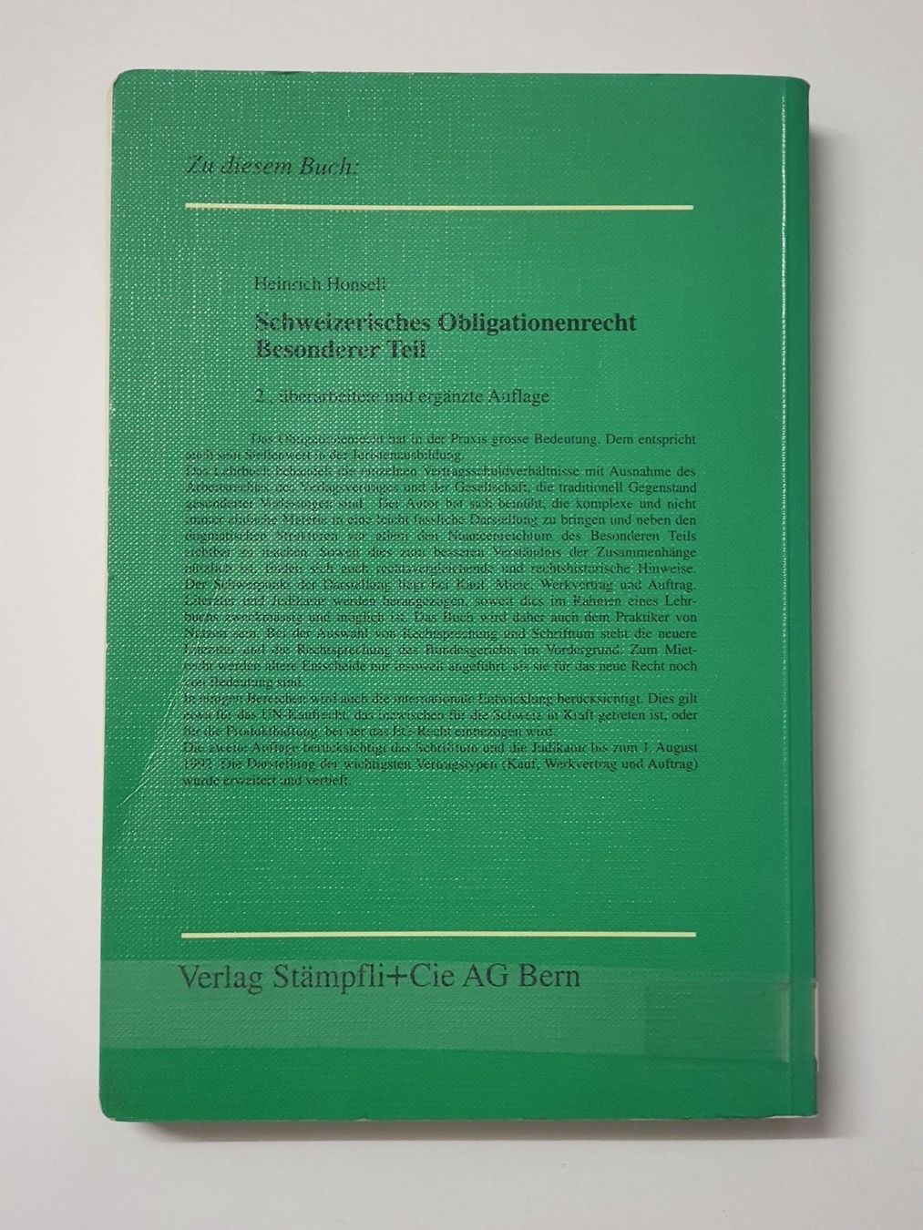 Libri: Honsell -Schweizerisches OR BT 2. Auflag – Usato da Oberdorf BL venduto da BaldenEagle 1