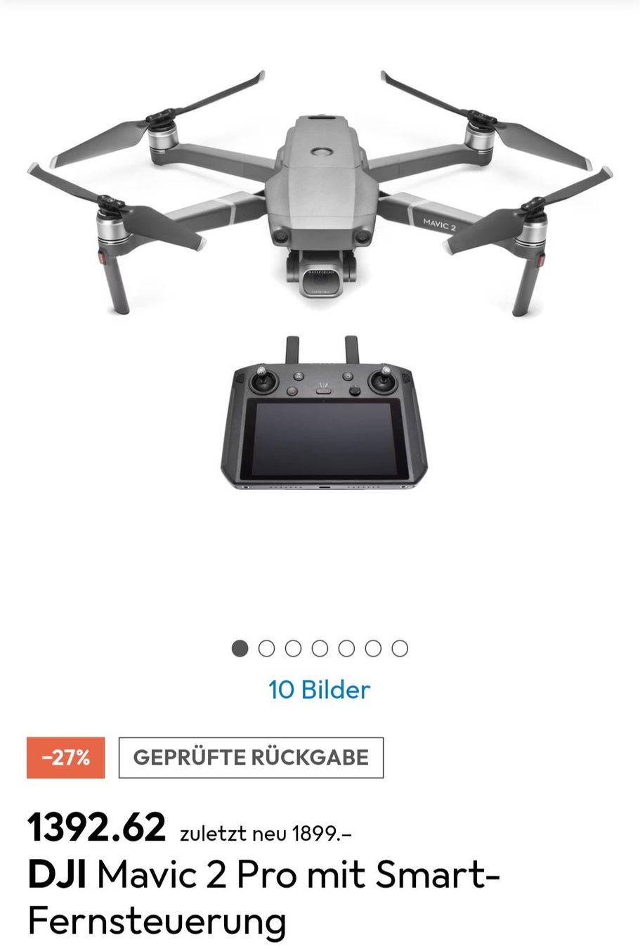 DJI RC Kits de montage: Drohne DJI Mavic 2 Pro + Smart Controller – D'occasion à Rorschach par Giospi123