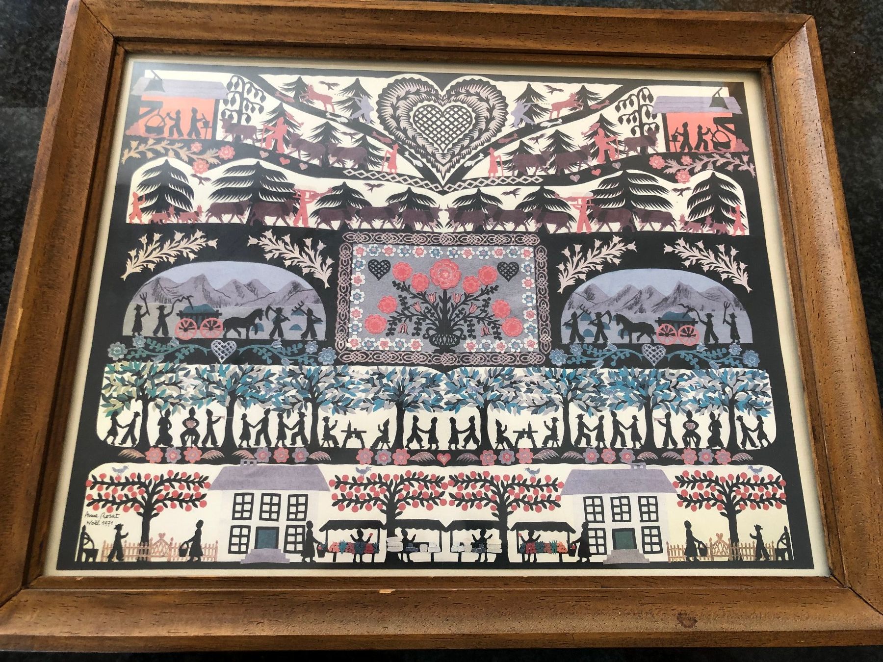 Découpage Anne Rosat, 1982 encadré (Reproduction) (D