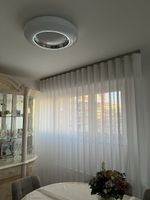 Deckenleuchte rund Weiss-Chrom, modern, dimmbar, für Wohnzim