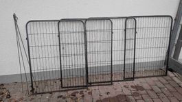 4 Metallgitterelemente schwarz für Welpenauslaufgehege 
