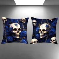 💀🌹 Gothic Totenkopf-Kissen 2er-Set – Dark Elegance 🛋️