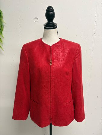 Marcona Vintage Blazer rot 38 Lederimitat Reissverschluss