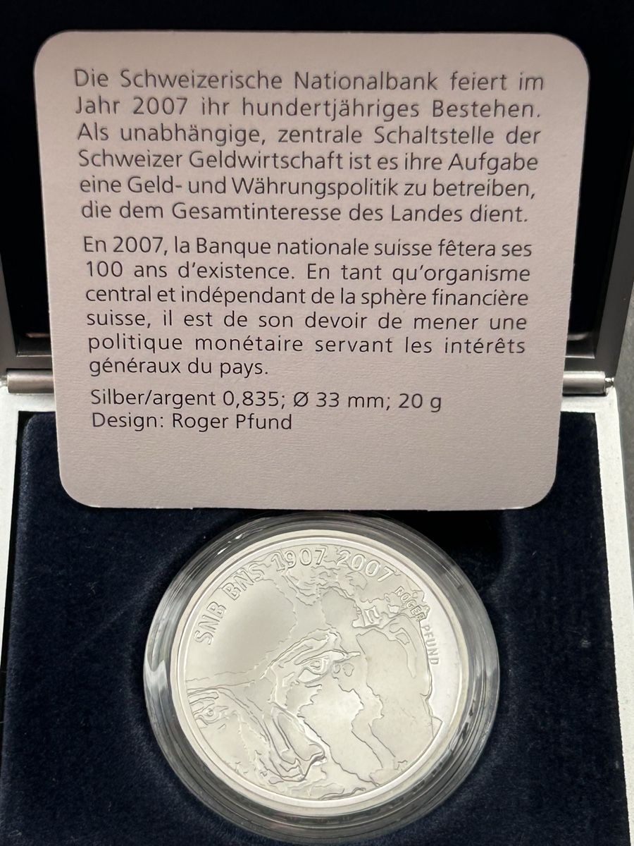 Tutti le monete: Highlight 20 Franken Silber 2007 SNB – Usato da Büttikon AG venduto da Rcook 2