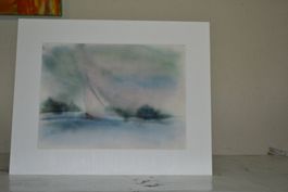 40x50 Aquarell-Seide Schiff
