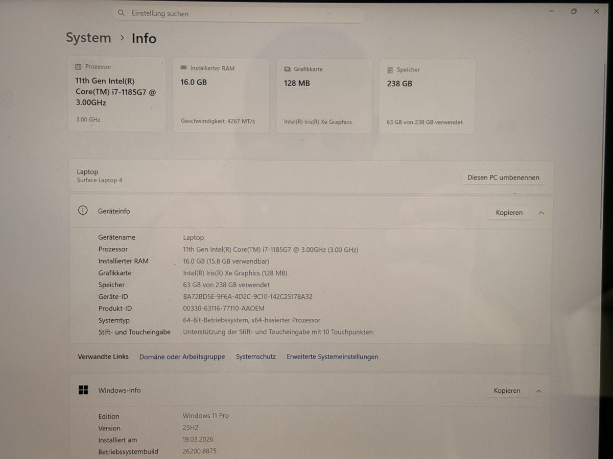Microsoft Notebook: Microsoft Surface Laptop 4 i7 16GB RAM 256GB SSD – Usato da Diepoldsau venduto da Risa-94 3