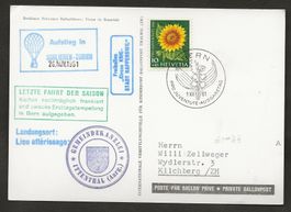 Ballon Schweiz 1961 Schlieren Ittenthal Flugpost Luftpost