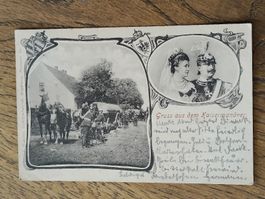 Alte PK / Gruss aus dem Kaiser Manöver Gelaufen 1904