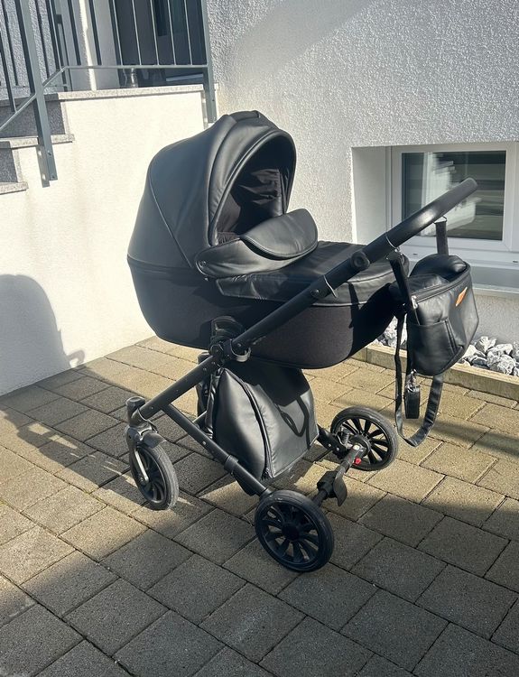 Anex Kinderwagen 2in1 Schwarz Lederoptik Top Zustand (Gebraucht
