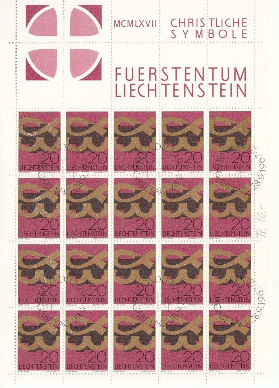 Tutti i francobolli: LBK 416 - 418 Bogen mit ET – Usato da Bürglen TG venduto da StampGraf 1