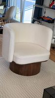 Loungesessel Bouclé  / Dunkelbraunes Mangoholz